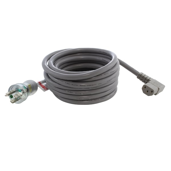15ft 14/3 15A Medical Grade Power Cord With Left Angle IEC C13 Connector